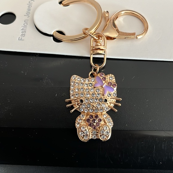NIP- 3” Iconic Sparkling Hello Kitty Keychain with Lobster Clasp - Picture 2 of 10
